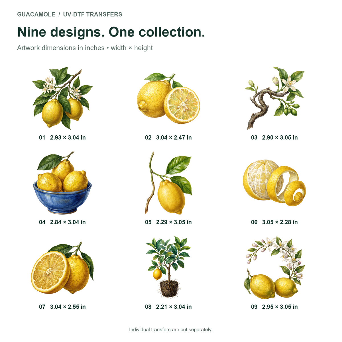 Lemon Grove — Nine designs and sizes