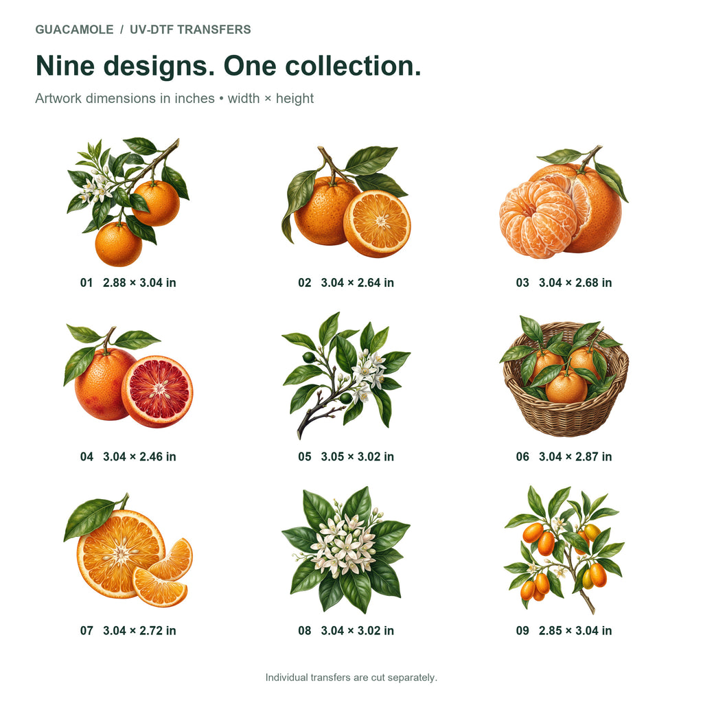 Orange Grove Botanicals — Nine designs and sizes