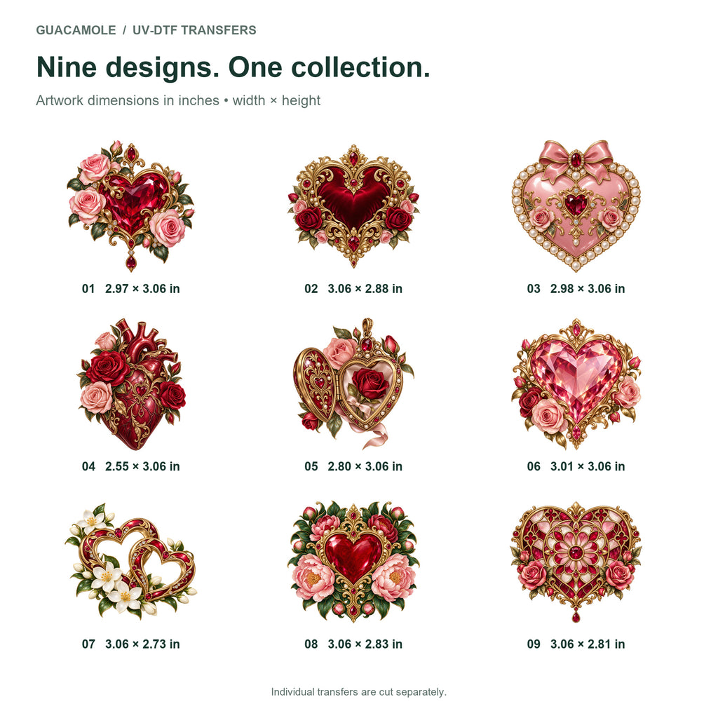 Valentine Hearts - Jewel Garden — Nine designs and sizes