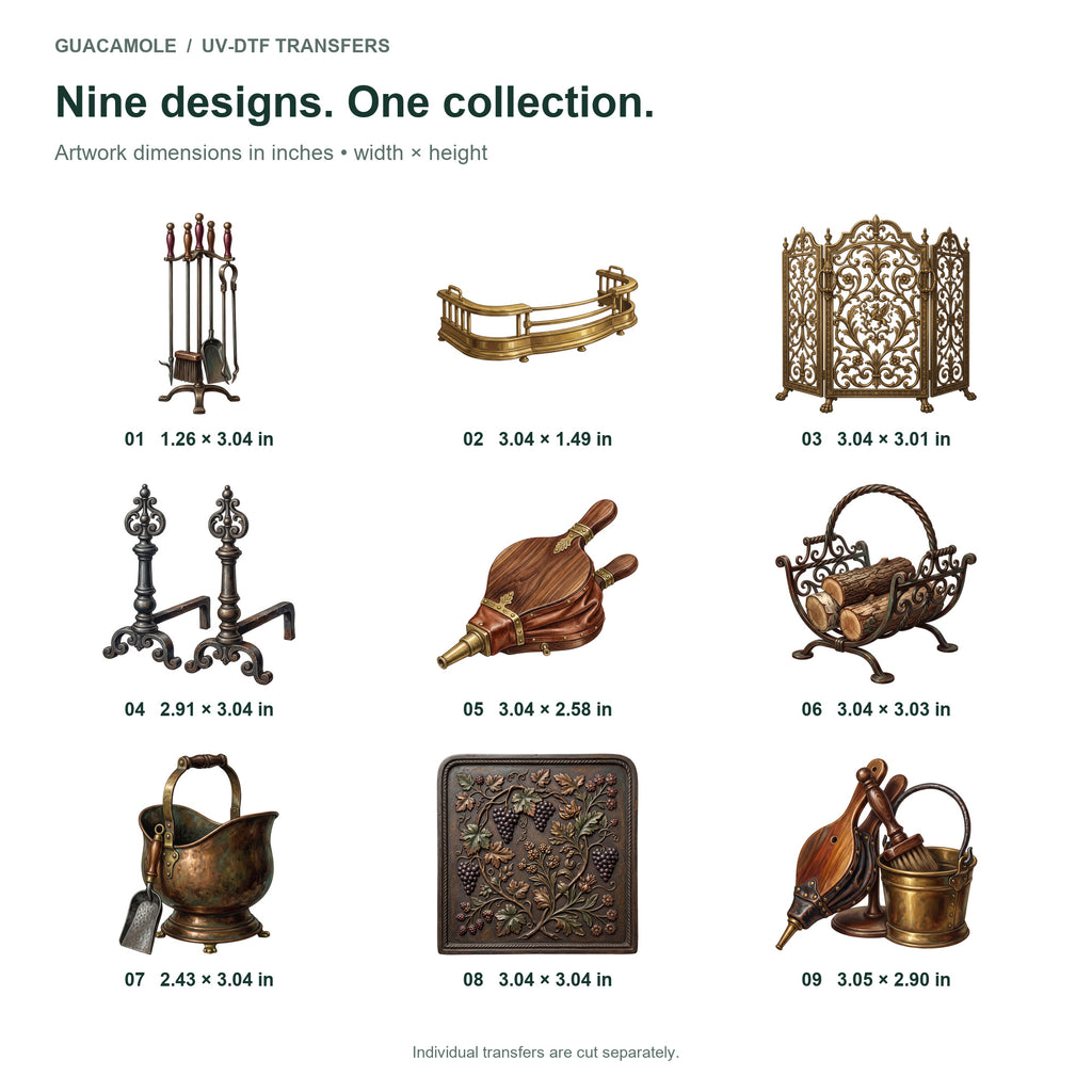 Antique Fireplace Tools — Nine designs and sizes
