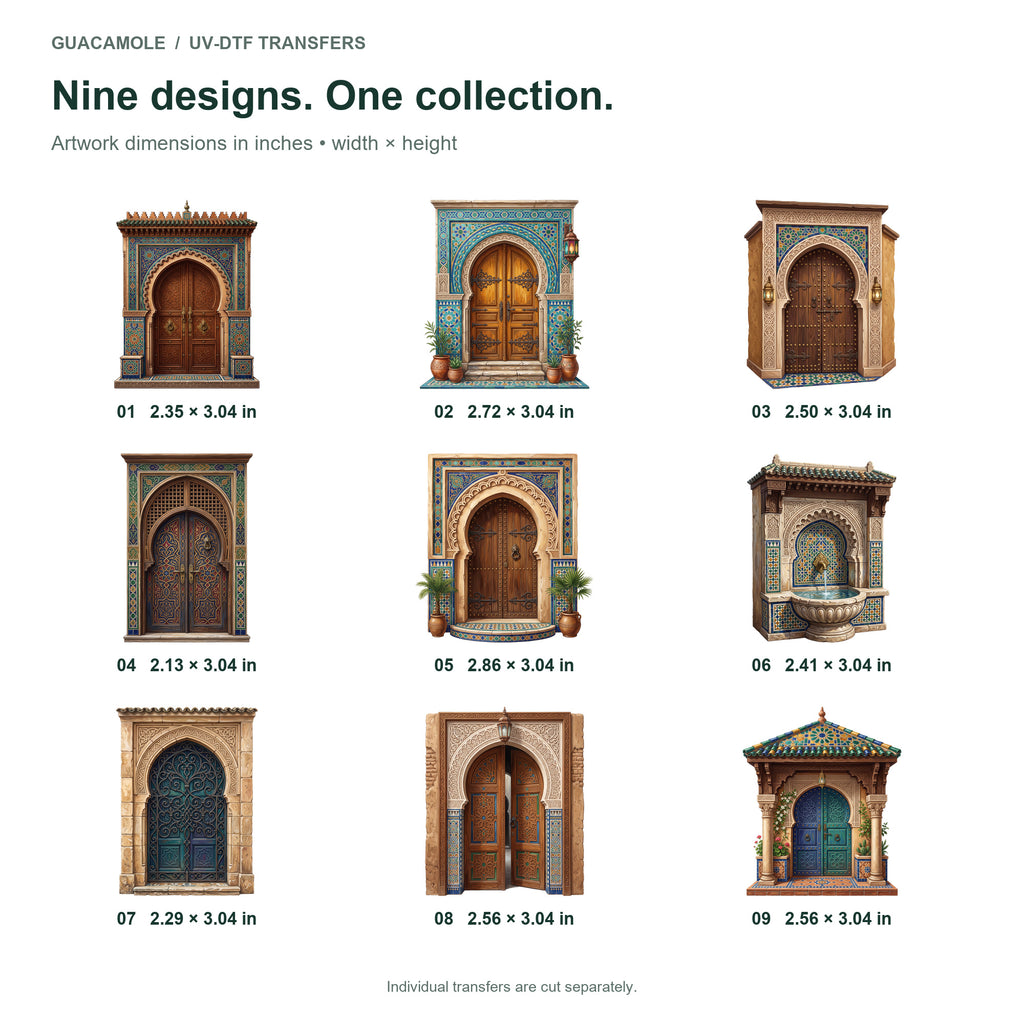 Moroccan Courtyard Doors — Nine designs and sizes