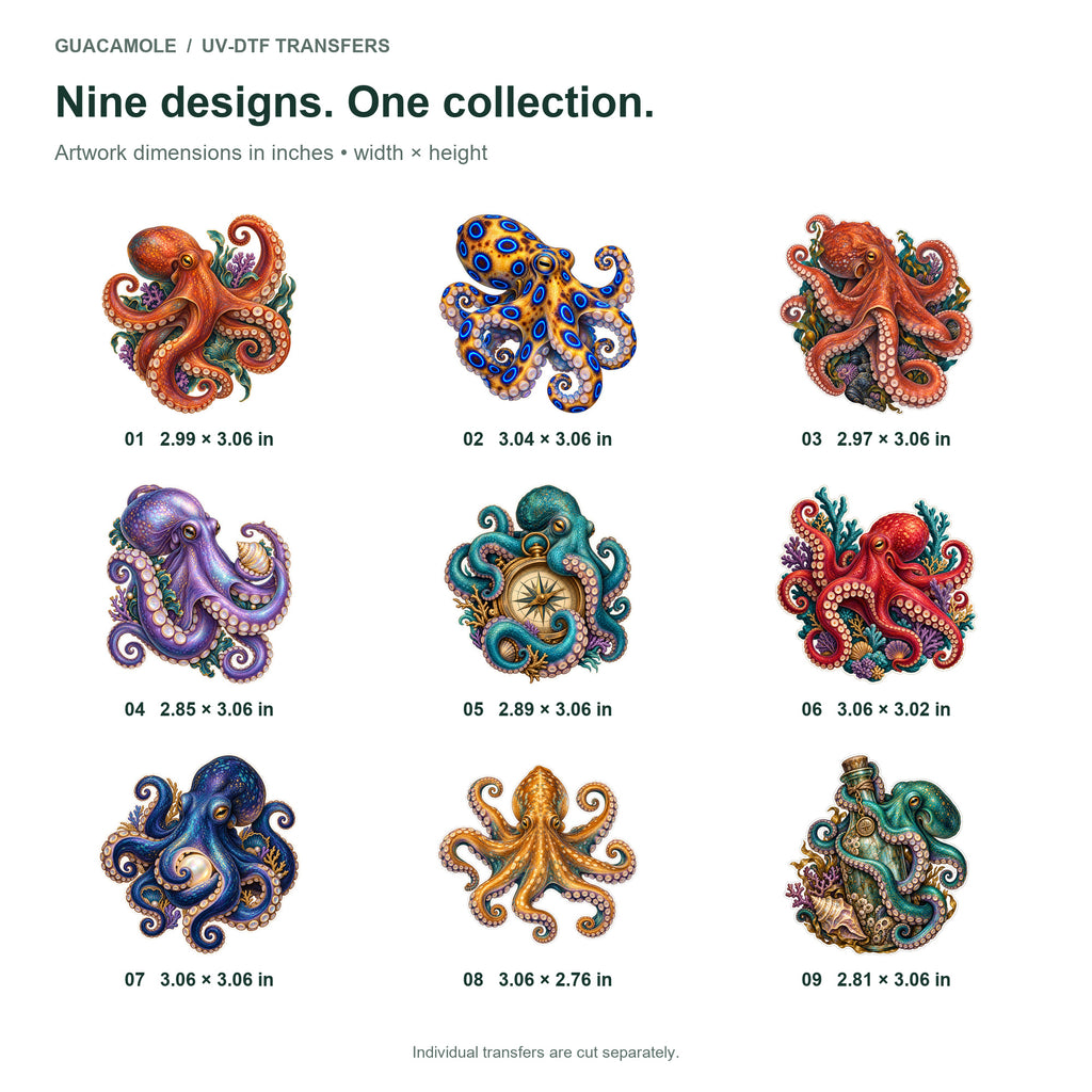 Octopus - Gardens of the Tide — Nine designs and sizes