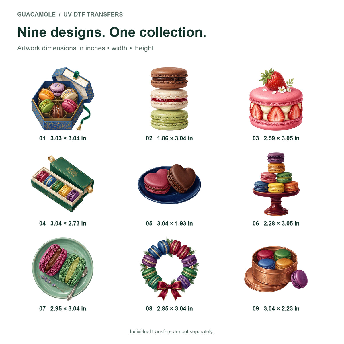 Macaron Gift Boxes — Nine designs and sizes