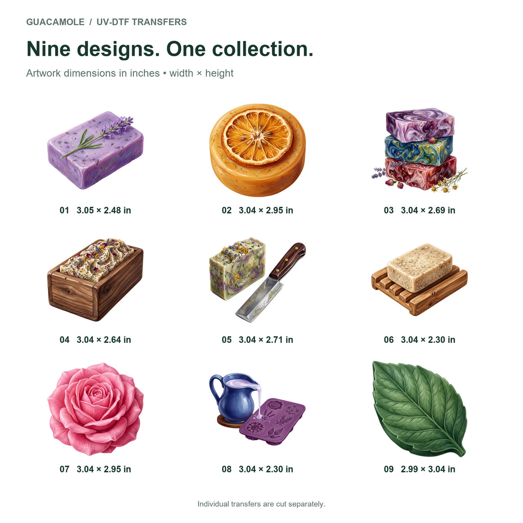 Soap Making Botanicals — Nine designs and sizes