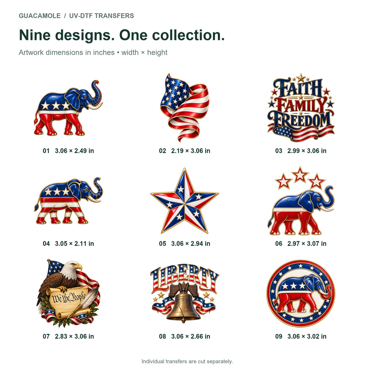 Republican Symbols — Nine designs and sizes