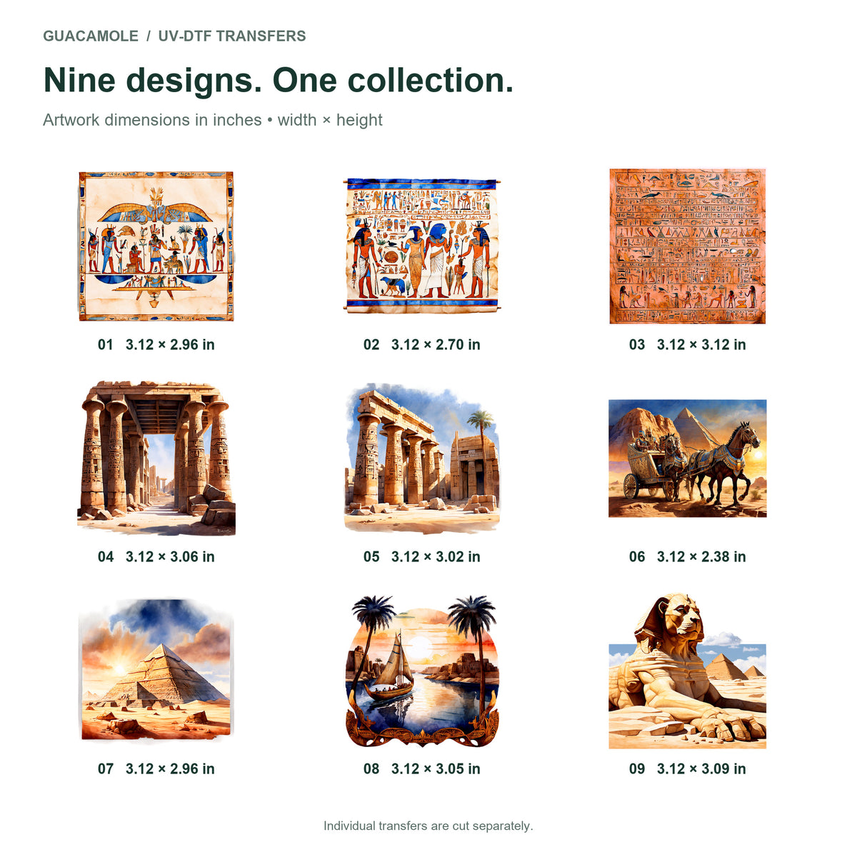Egyptian - Wonders of Ancient Egypt — Nine designs and sizes