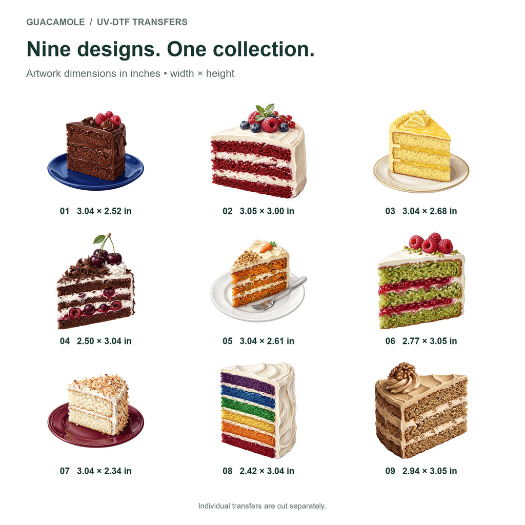 Layer Cake Slices — Nine designs and sizes