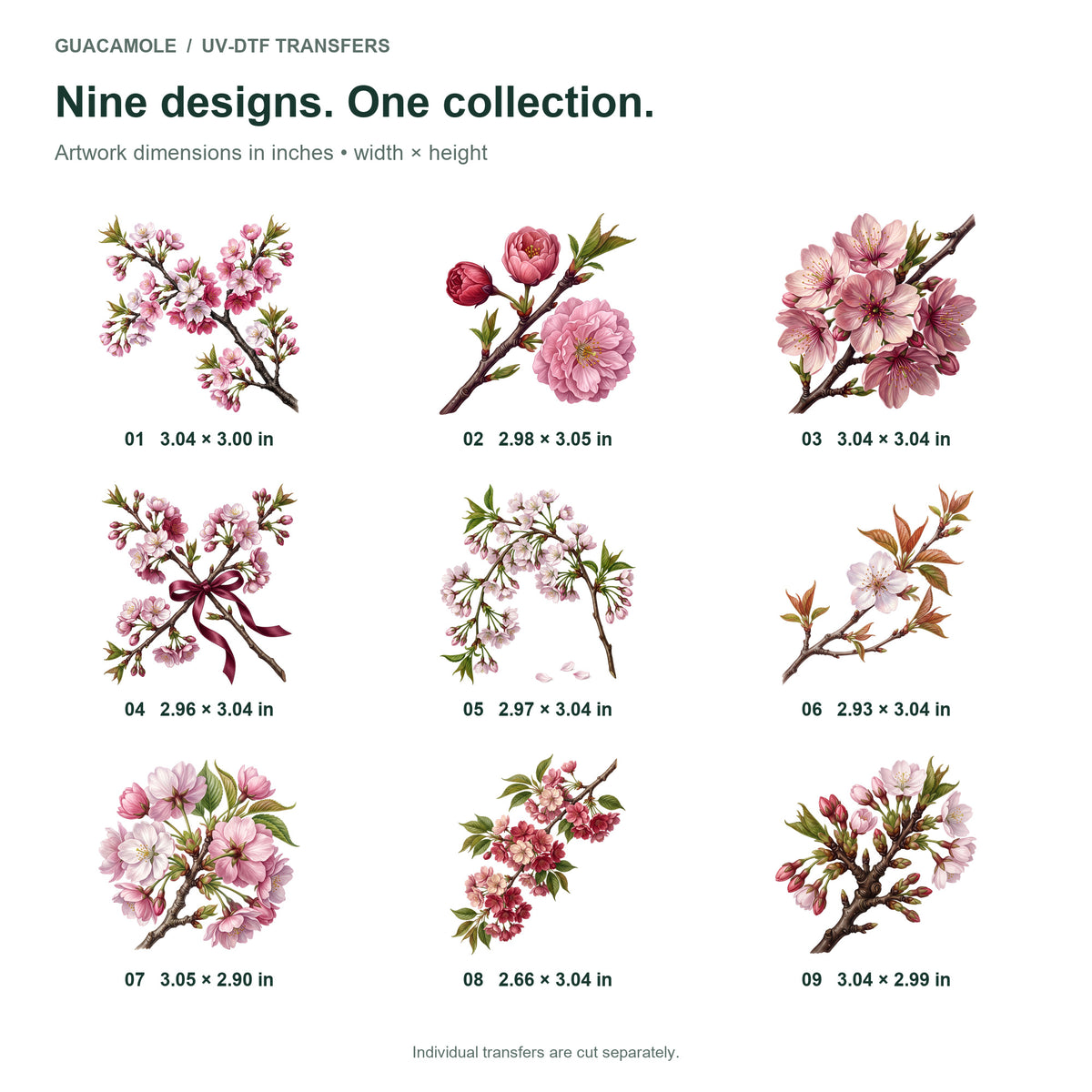 Cherry Blossom Boughs — Nine designs and sizes