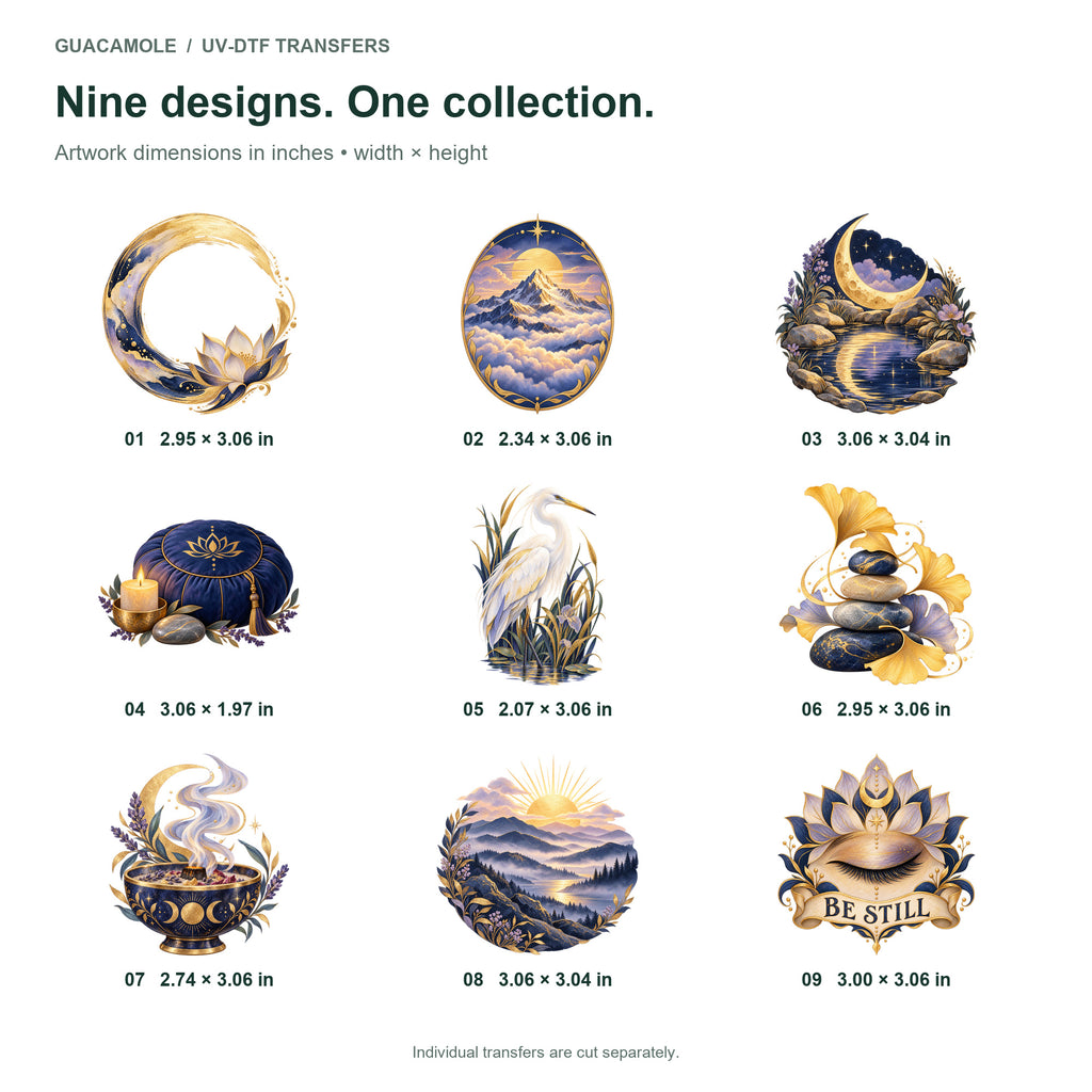 Zen - Stillness and Light — Nine designs and sizes