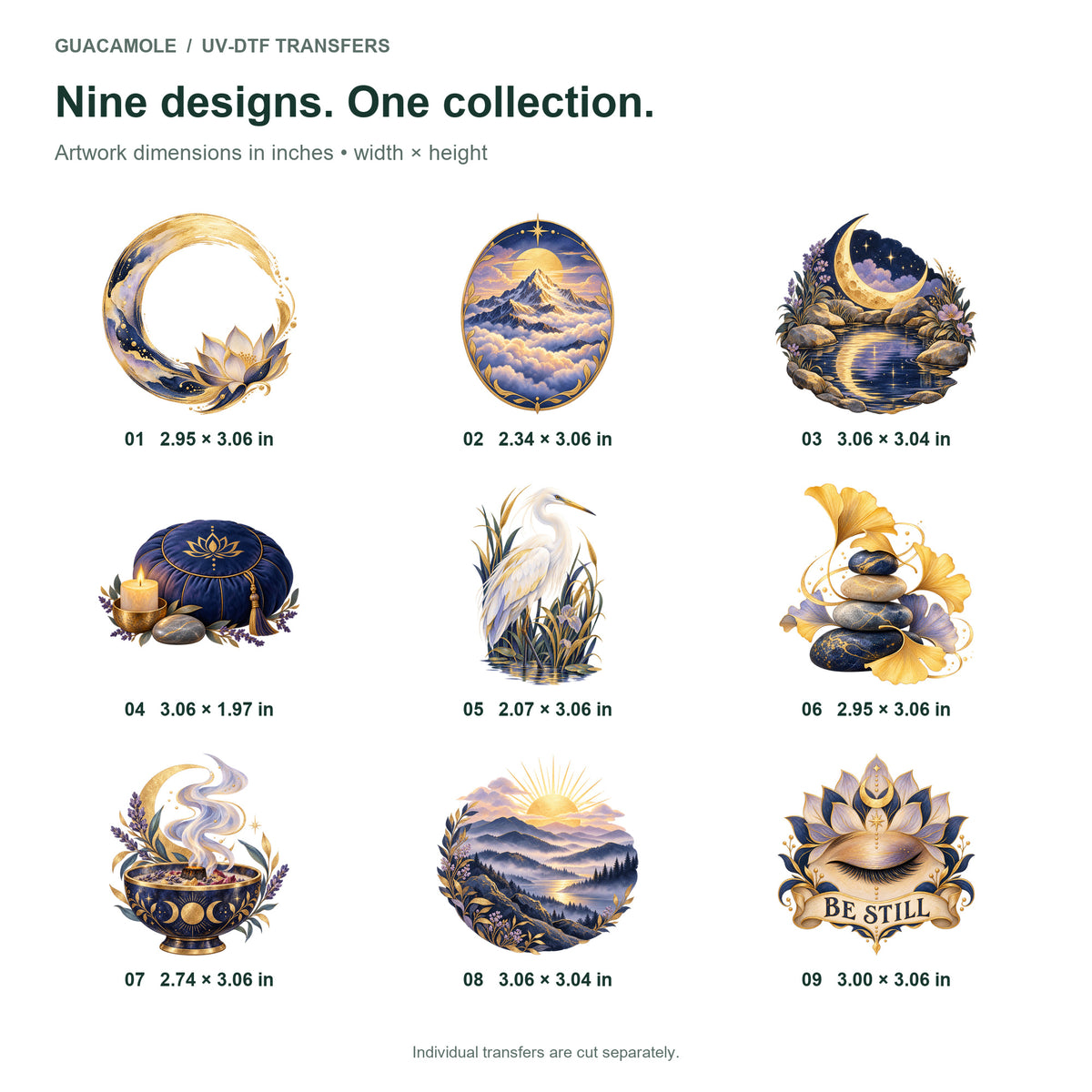 Zen - Stillness and Light — Nine designs and sizes