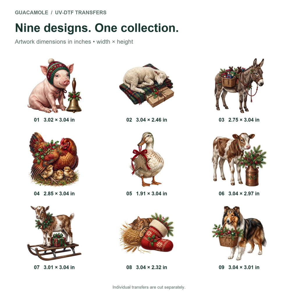Farm Animal Christmas — Nine designs and sizes