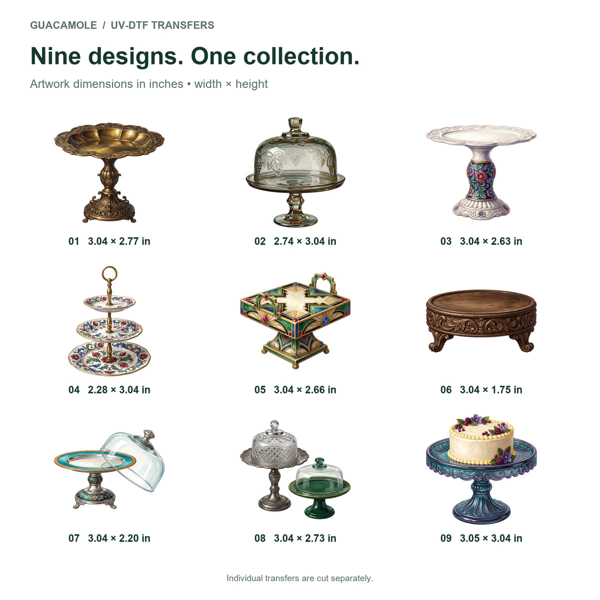 Vintage Cake Stands — Nine designs and sizes