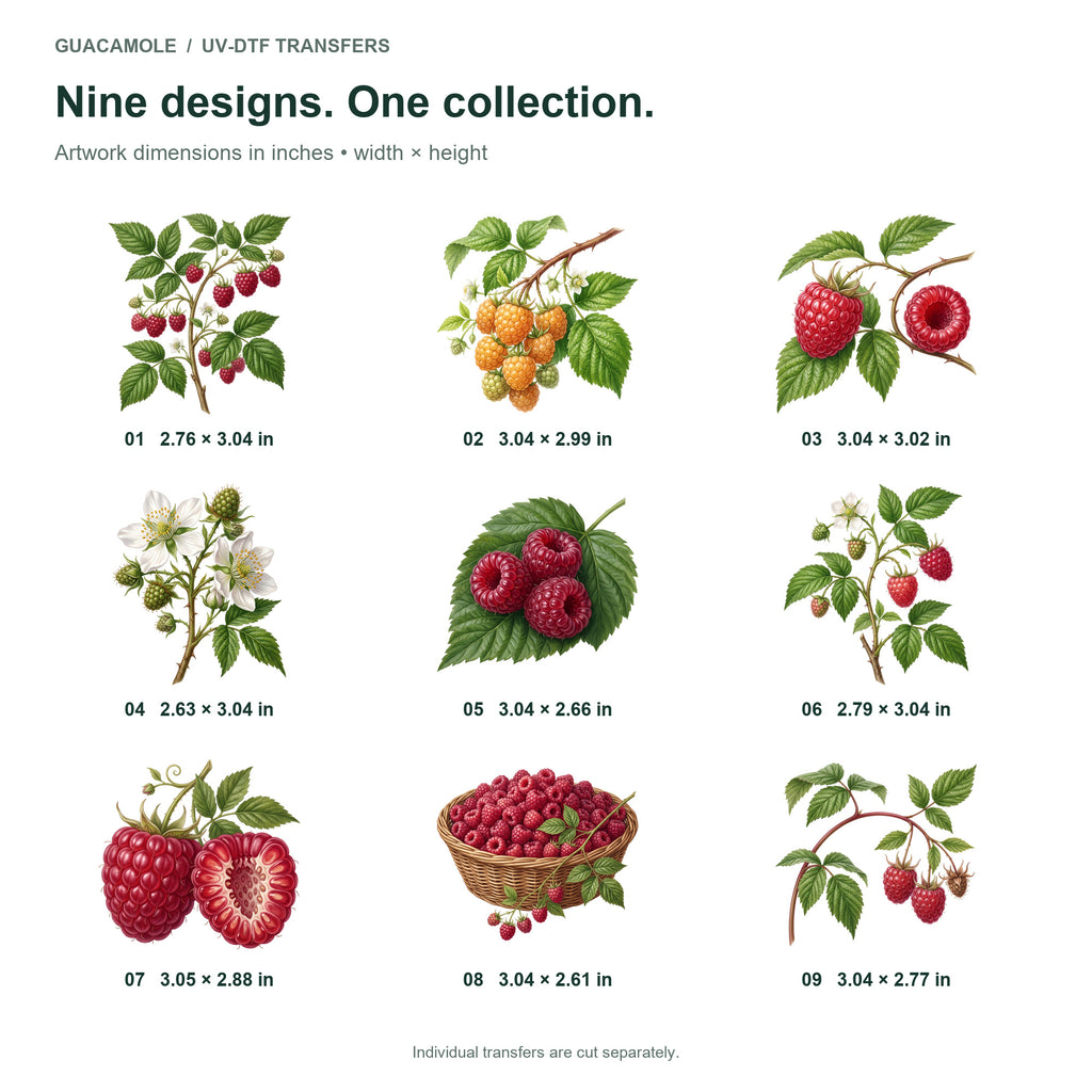 Raspberry Canes — Nine designs and sizes