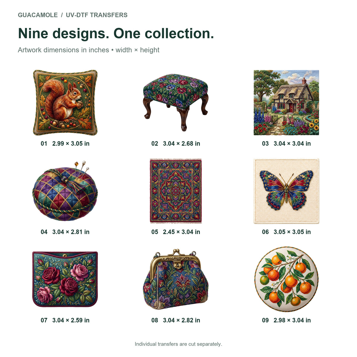 Needlepoint Miniatures — Nine designs and sizes