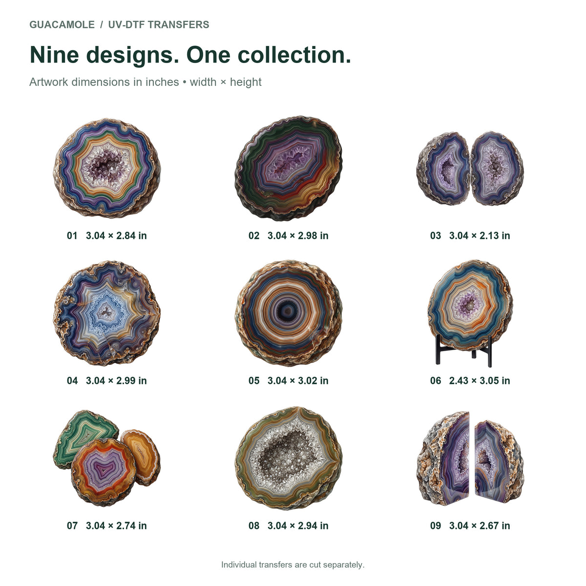 Agate Geode Slices — Nine designs and sizes