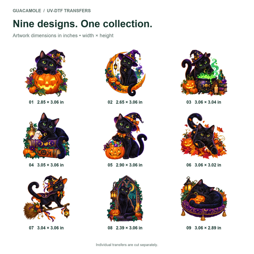 Halloween Black Cats — Nine designs and sizes