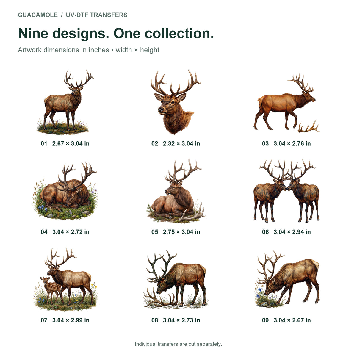 Elk Mountain Majesty — Nine designs and sizes