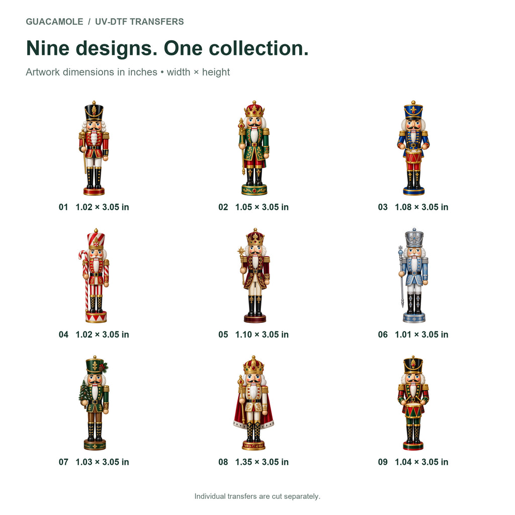 Christmas Nutcrackers — Nine designs and sizes