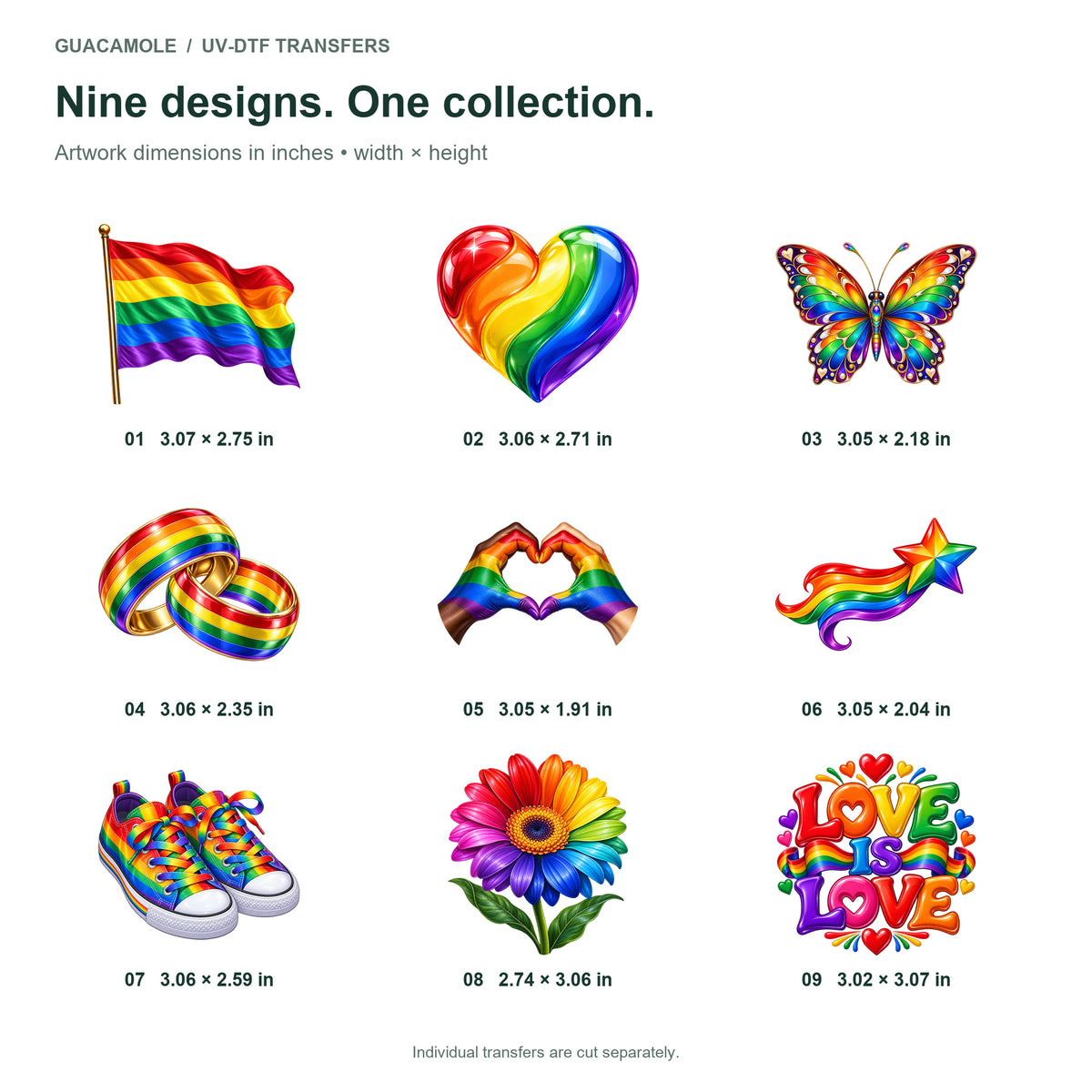 Pride - Rainbow Joy — Nine designs and sizes