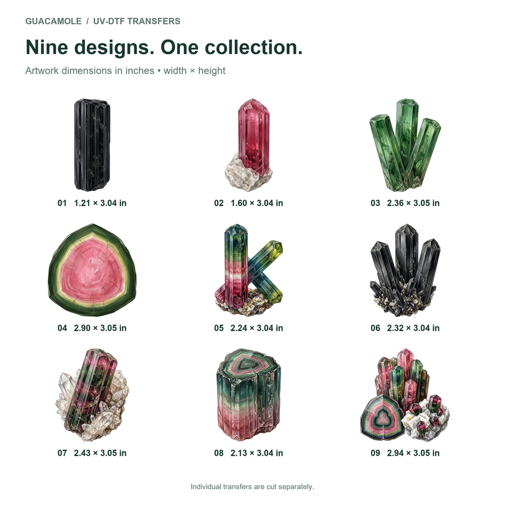 Tourmaline Crystal Rods — Nine designs and sizes