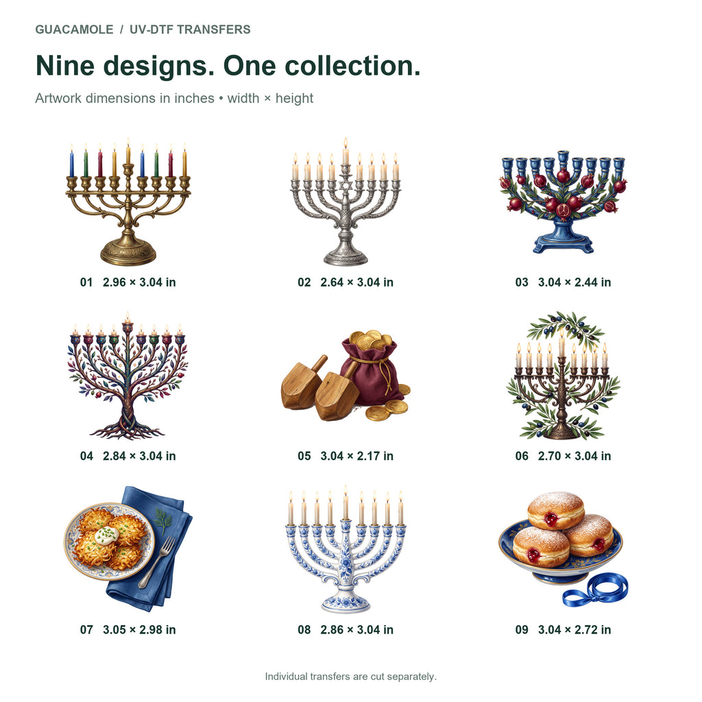 Hanukkah Menorah Collection — Nine designs and sizes