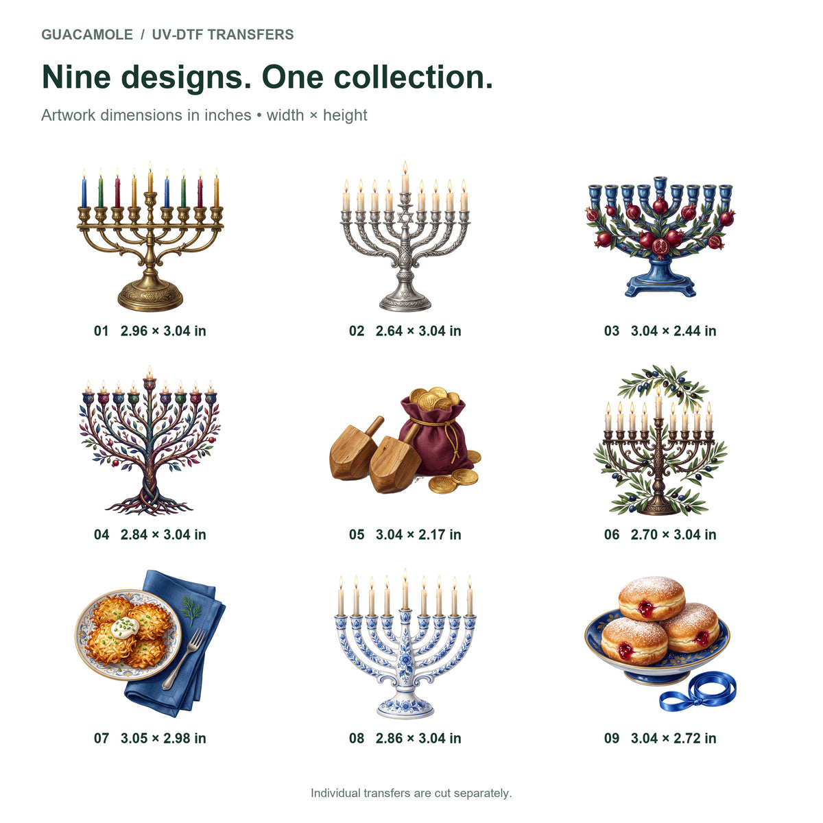 Hanukkah Menorah Collection — Nine designs and sizes