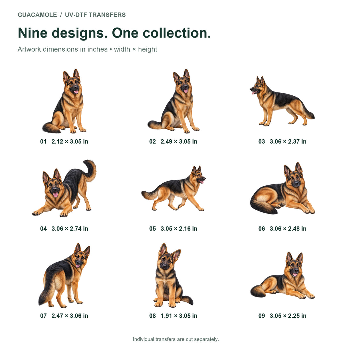 German Shepherd Dog — Nine designs and sizes