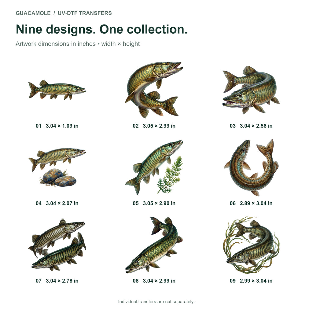 Muskellunge Legends — Nine designs and sizes
