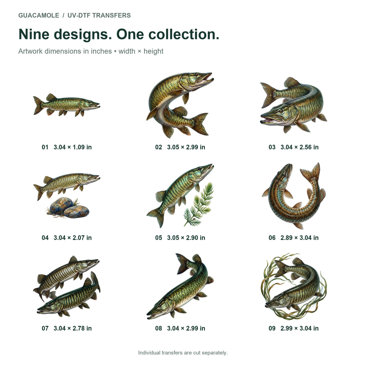 Muskellunge Legends — Nine designs and sizes