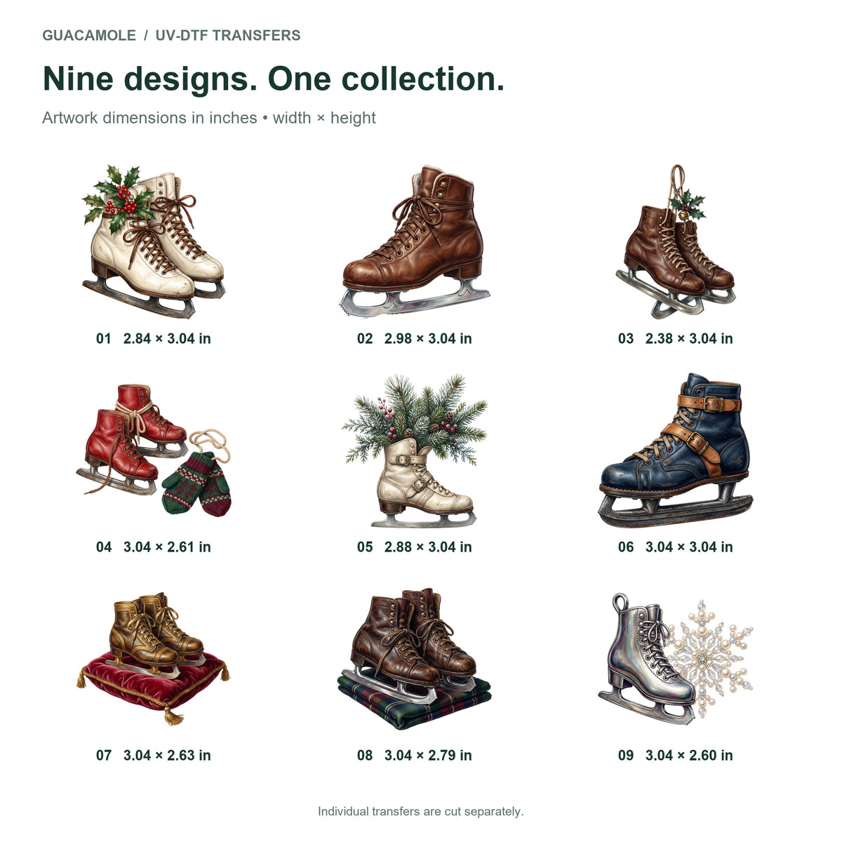 Vintage Ice Skates — Nine designs and sizes