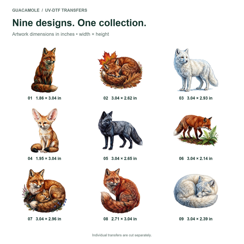 Woodland Foxes — Nine designs and sizes
