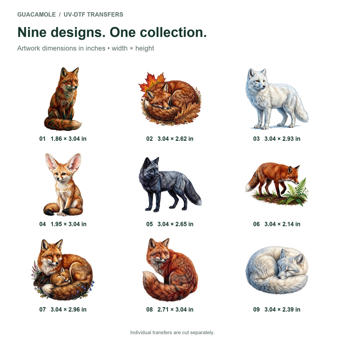 Woodland Foxes — Nine designs and sizes