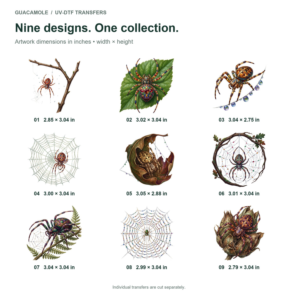 Orb Weaver Web Jewels — Nine designs and sizes