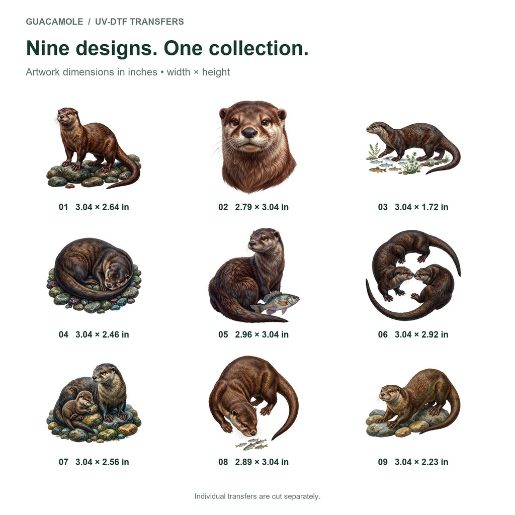 River Otter Play — Nine designs and sizes
