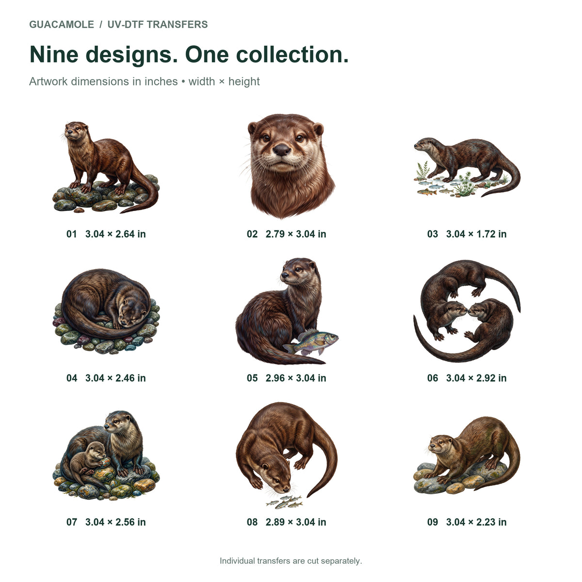 River Otter Play — Nine designs and sizes