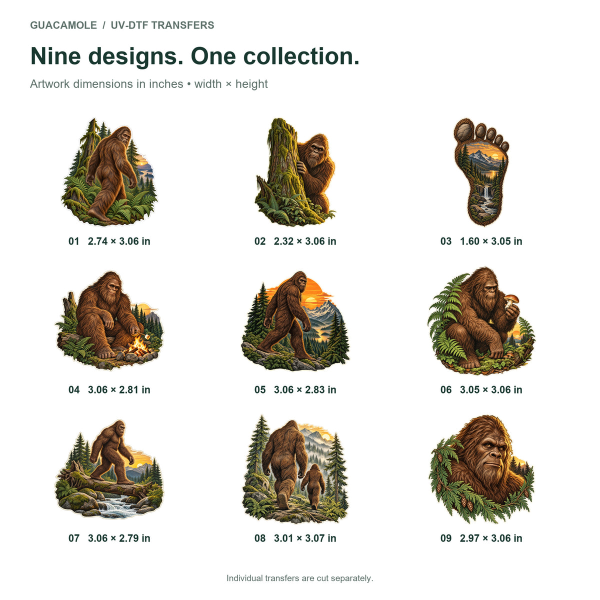 Bigfoot - Forest Encounters — Nine designs and sizes
