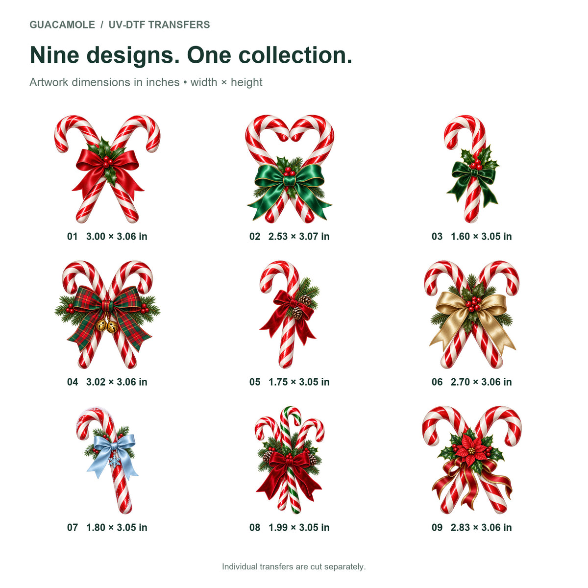Christmas Candy Canes — Nine designs and sizes