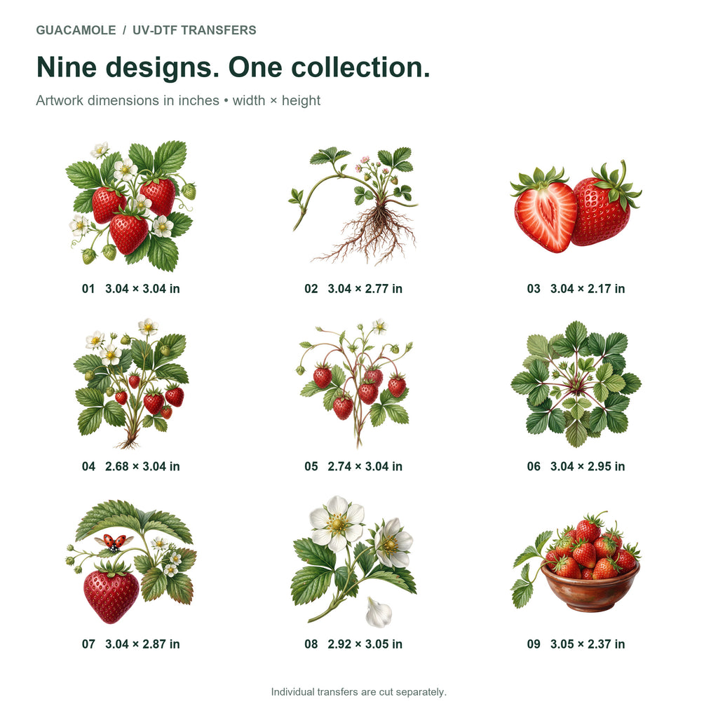 Strawberries and Blossoms — Nine designs and sizes