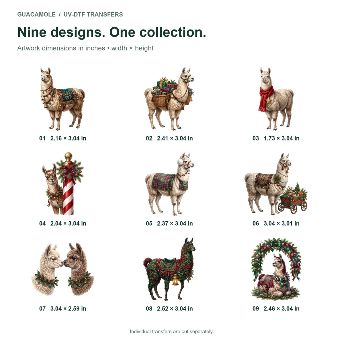 Christmas Llama Parade — Nine designs and sizes