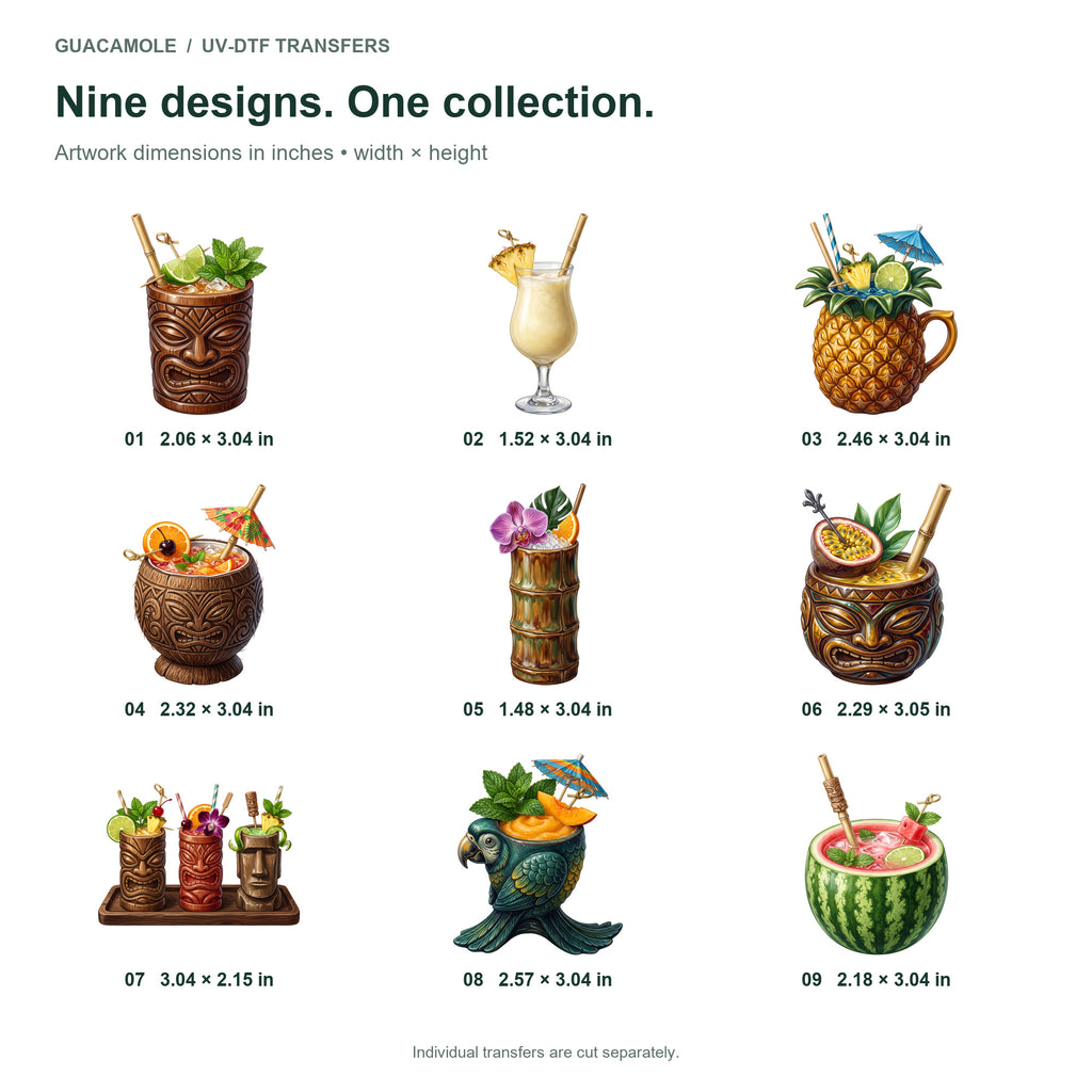 Tropical Tiki Drinks — Nine designs and sizes