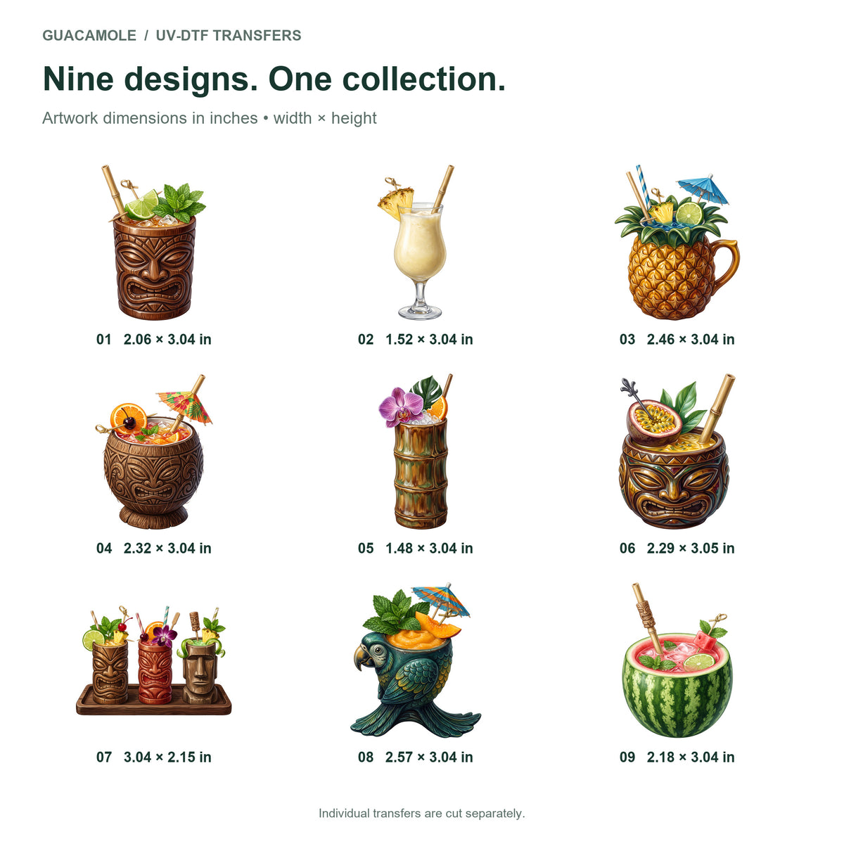 Tropical Tiki Drinks — Nine designs and sizes