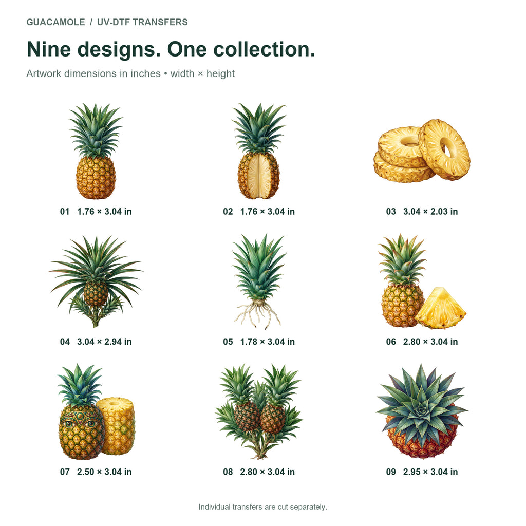 Pineapple Crowns — Nine designs and sizes