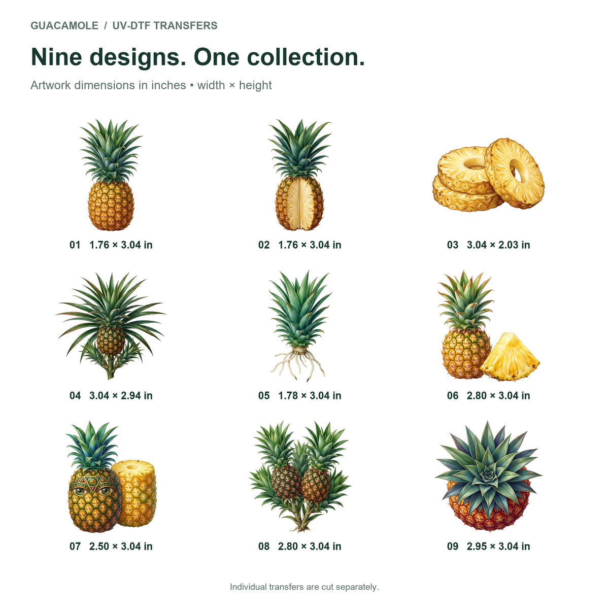 Pineapple Crowns — Nine designs and sizes