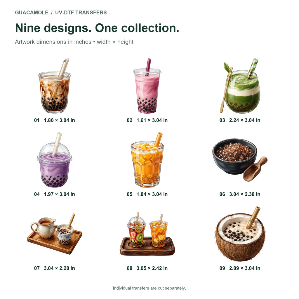 Boba Tea Shop — Nine designs and sizes
