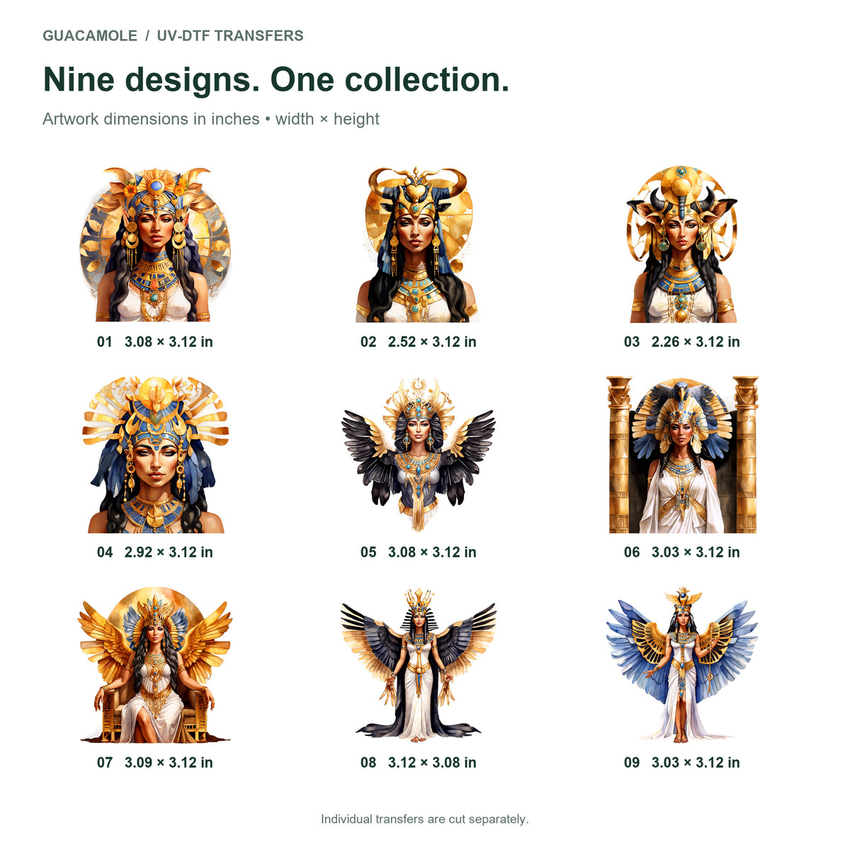 Egyptian - Queens and Guardians — Nine designs and sizes