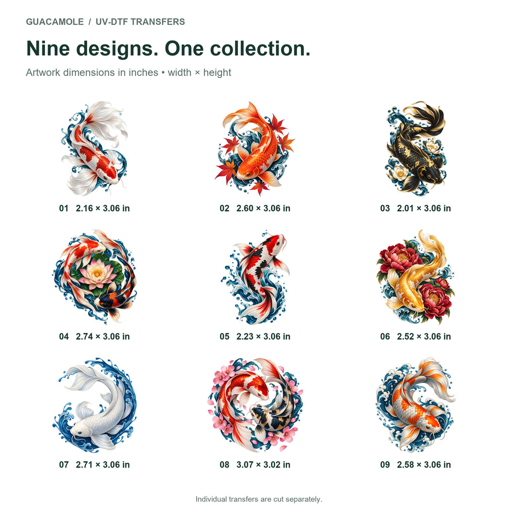 Koi Fish - Flowing Fortune — Nine designs and sizes