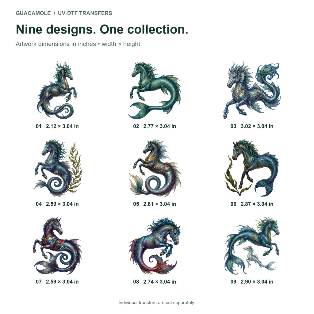 Hippocampus Sea Horses — Nine designs and sizes