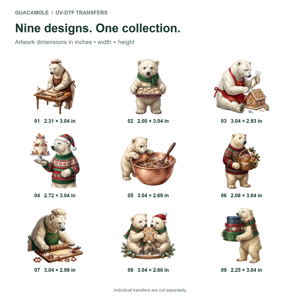 Polar Bear Christmas Bakery — Nine designs and sizes