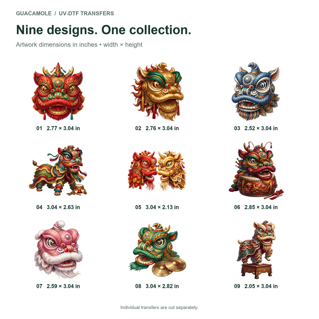 Lunar New Year Lion Dance — Nine designs and sizes