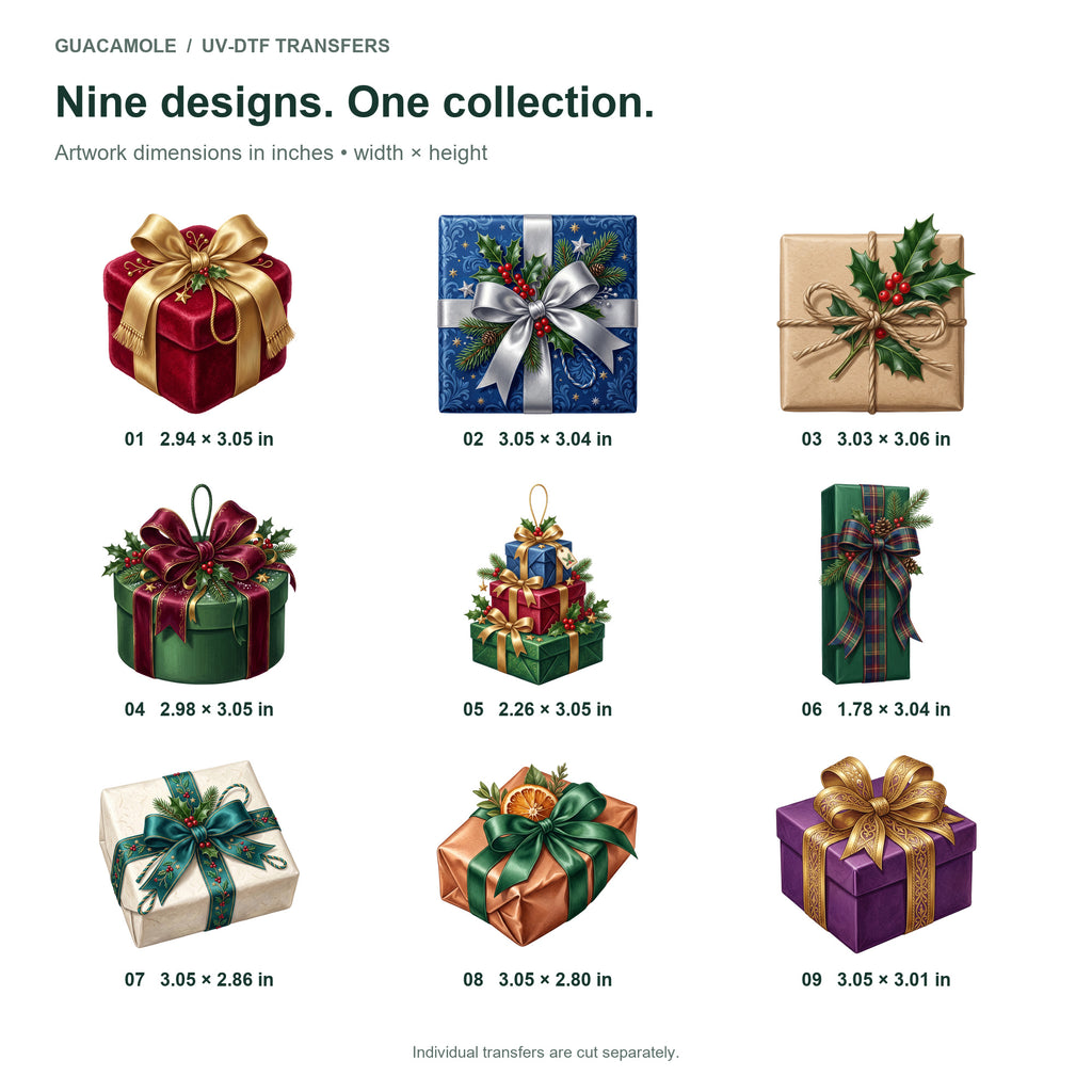 Ribbon Wrapped Gifts — Nine designs and sizes